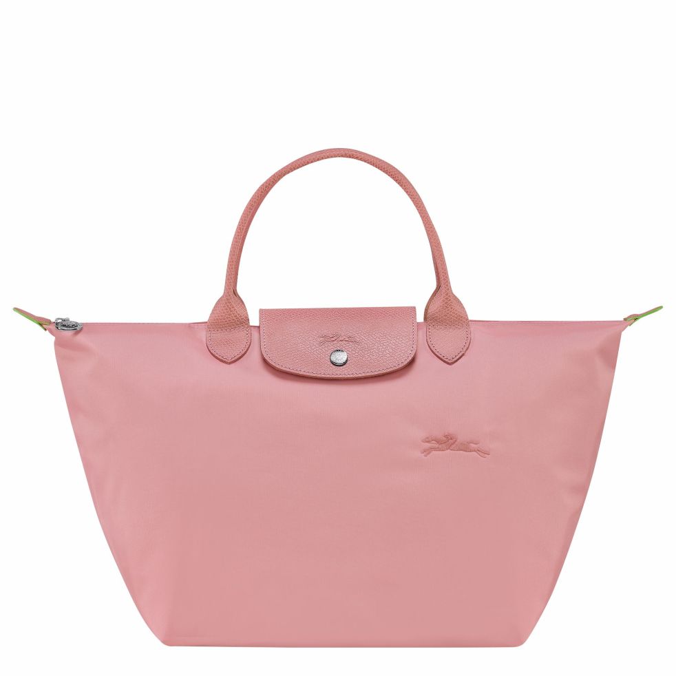 Women Longchamp Handbags | Le Pliage Green Petal Pink